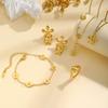 Stainless Steel Flower Necklace, Gold Plated Link Women Pendant Flower Charms Jewelry