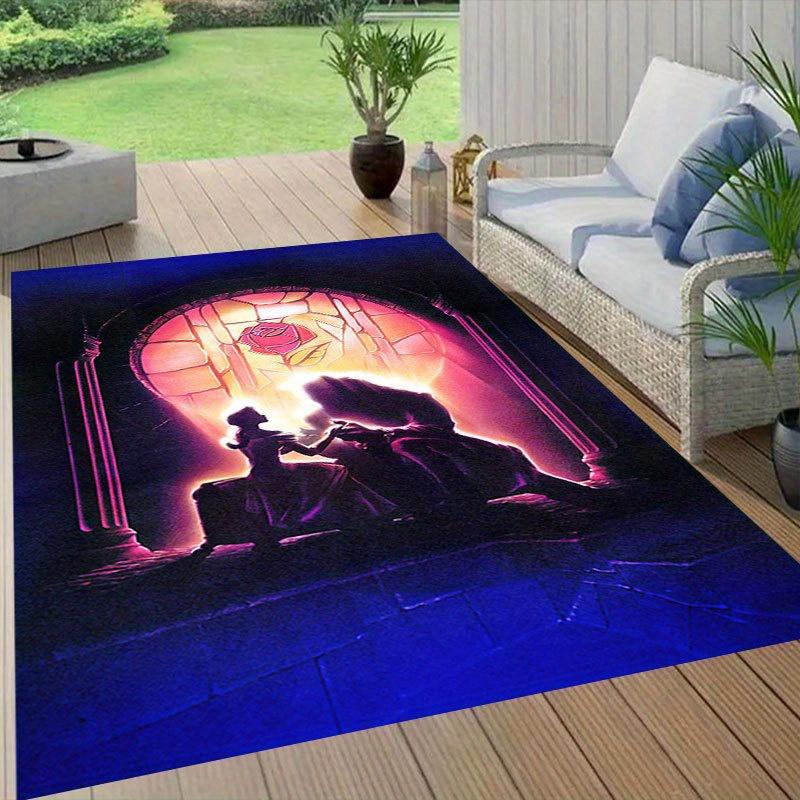 1pc beauty and the beast Pattern Carpet Area Rug Non-slip Carpet Hand Washable Floor Mat Suitable For Living Room Bedroom Home Decor Room De
