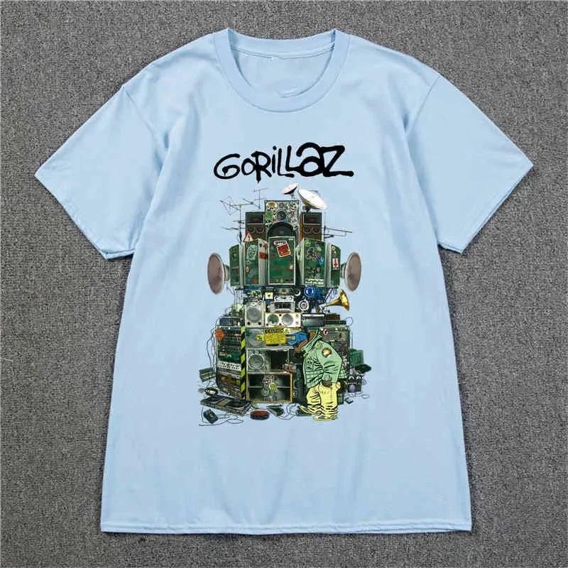 Men s and Women s T-shirts NEW GORILLAZ Band Album Heavy Cotton Light Blue XXXL