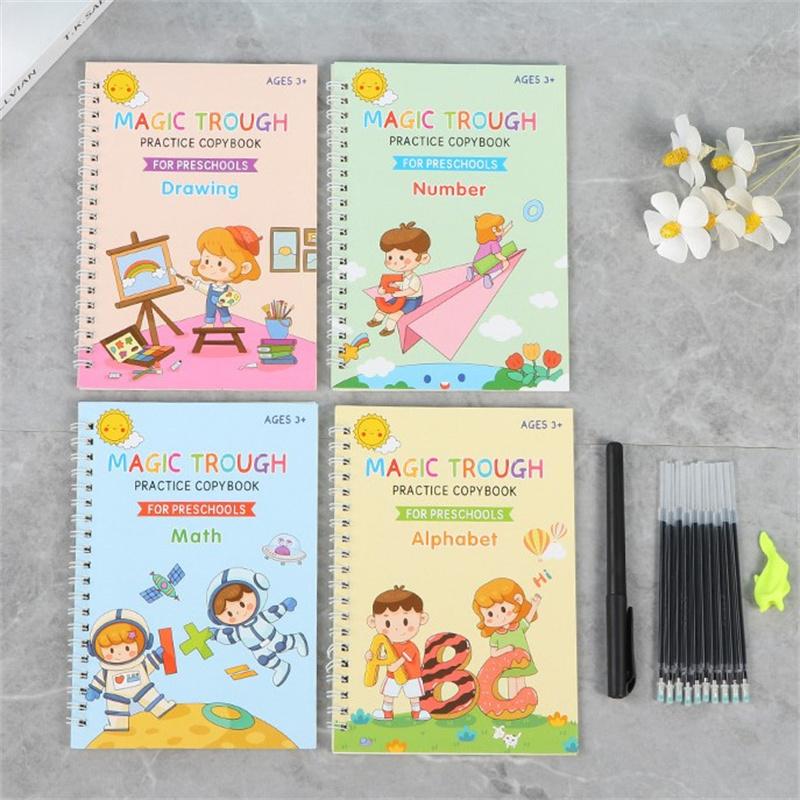 Preschool Grooved Handwriting Practice Book, Reusable Grooved Writing Books,Handwriting Book Practice For Kids