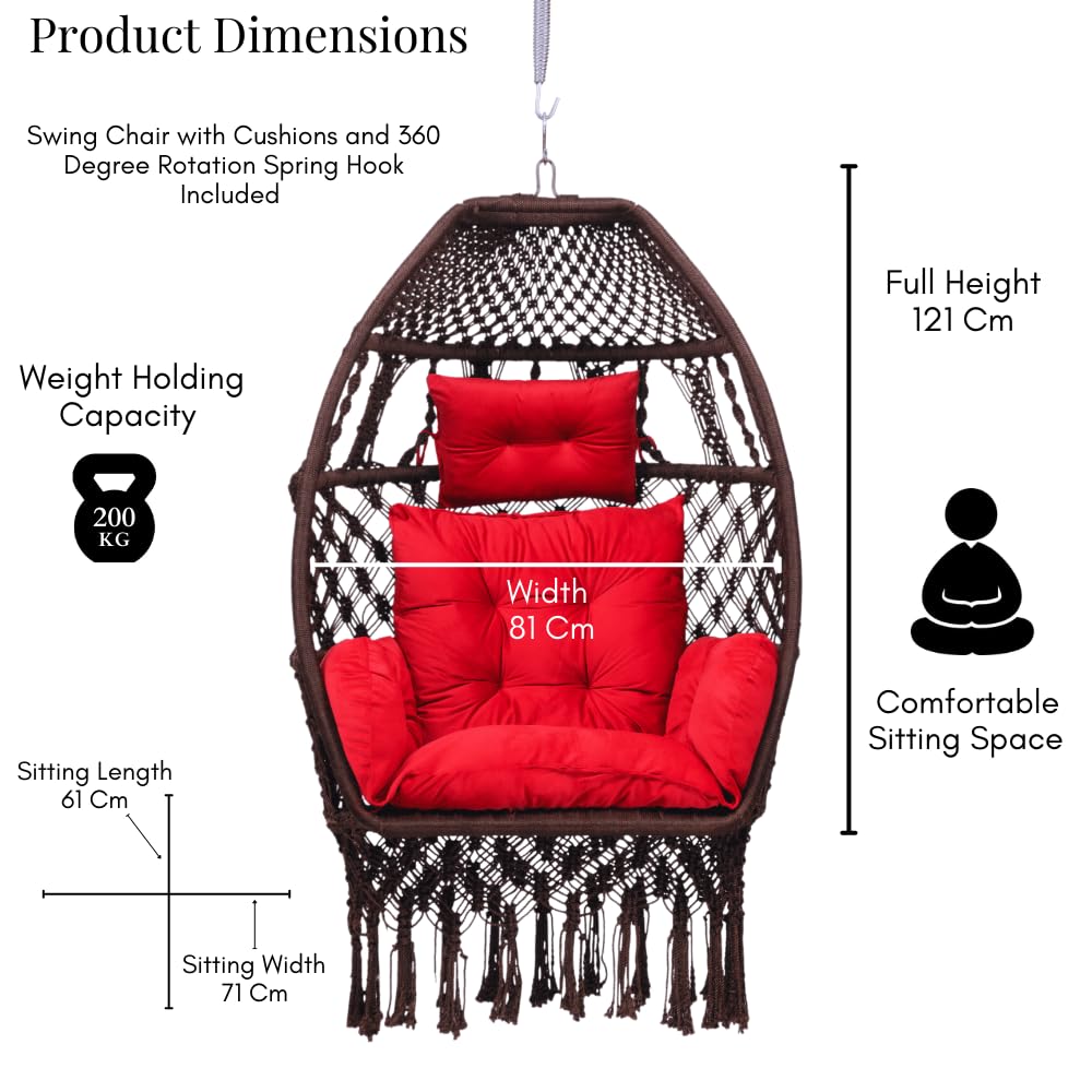 Polyester Foldable Egg Chair/Swing Chair for Adults// 200Kgs Weight Capacity-Brown