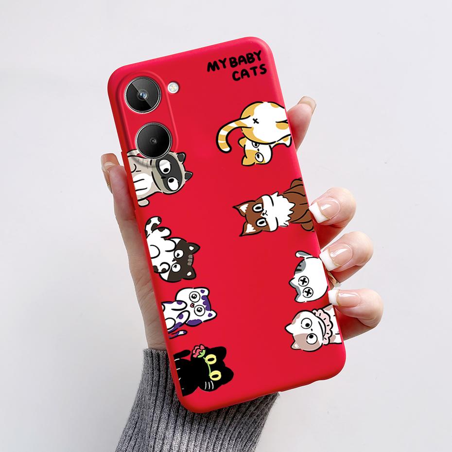 For Realme 10 4G 6.4" Soft Silicone TPU Shockproof Phone Case For Realme 10 RMX3630 Cartoon Pattern Bumper Protective Back Cover