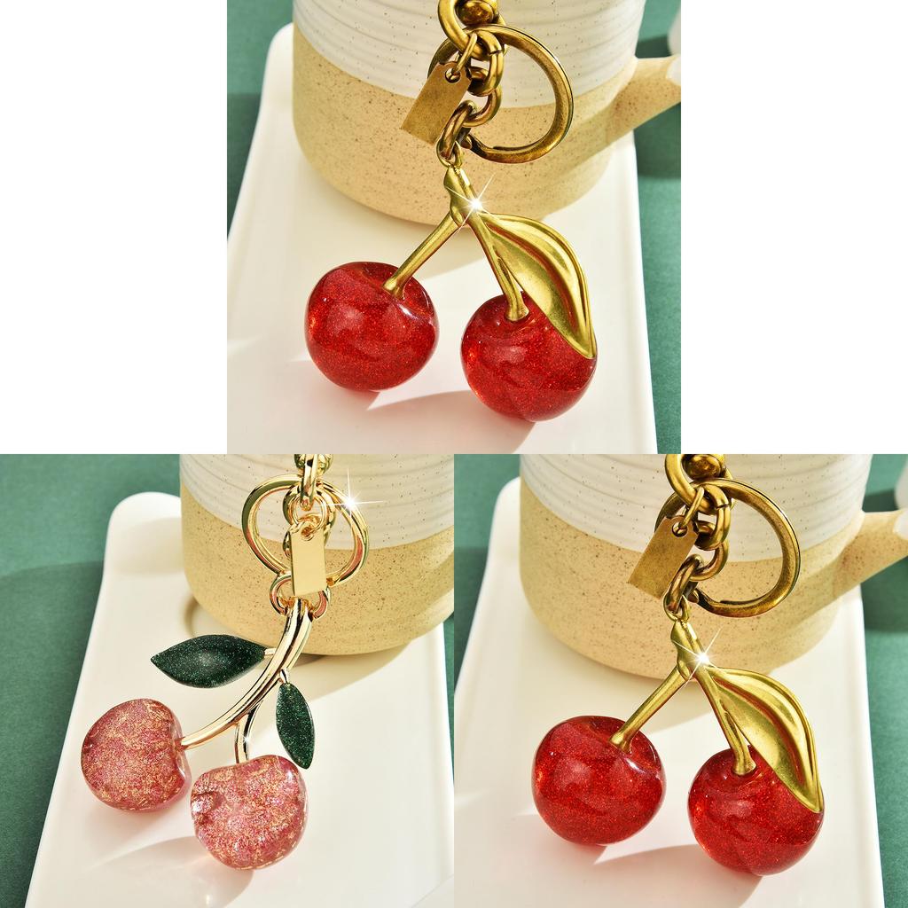 Cute Cherry Keychain With Resin Material For Bag And Car Key Decor Fall