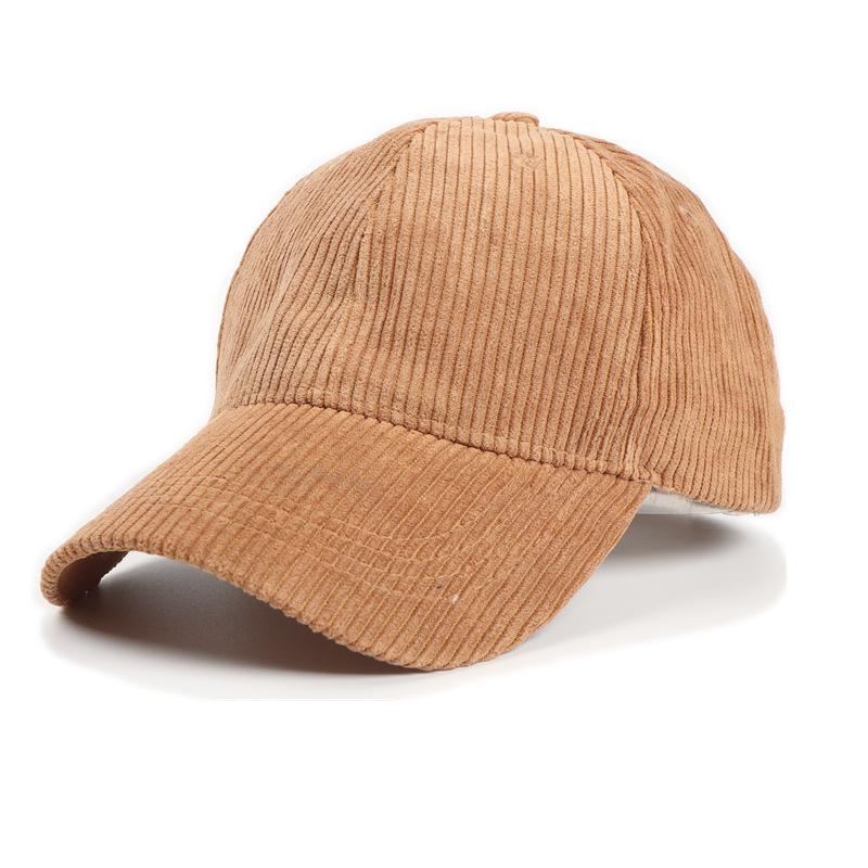 Șapcă de baseball unisex versatilă în stil coreean din catifea corduroy - Modă toamnă/iarnă, vârf dur solid cu cozoroc scurt, casual cu cozoroc curbat