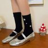 Womens Ribbed Crew Socks, Thin Comfort Breathable Rhinestone Socks, Above Ankle Crew Socks for Womens Schoold Girl