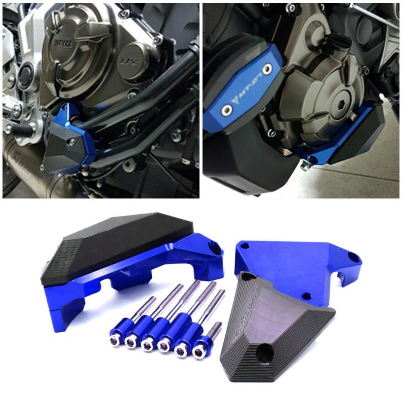 MOWOK Motorcycle Kickstand Pad/Enlarger For Yamaha MT-07/FZ-07/XSR700 (2014-2022) - CNC Aluminum, Blue
