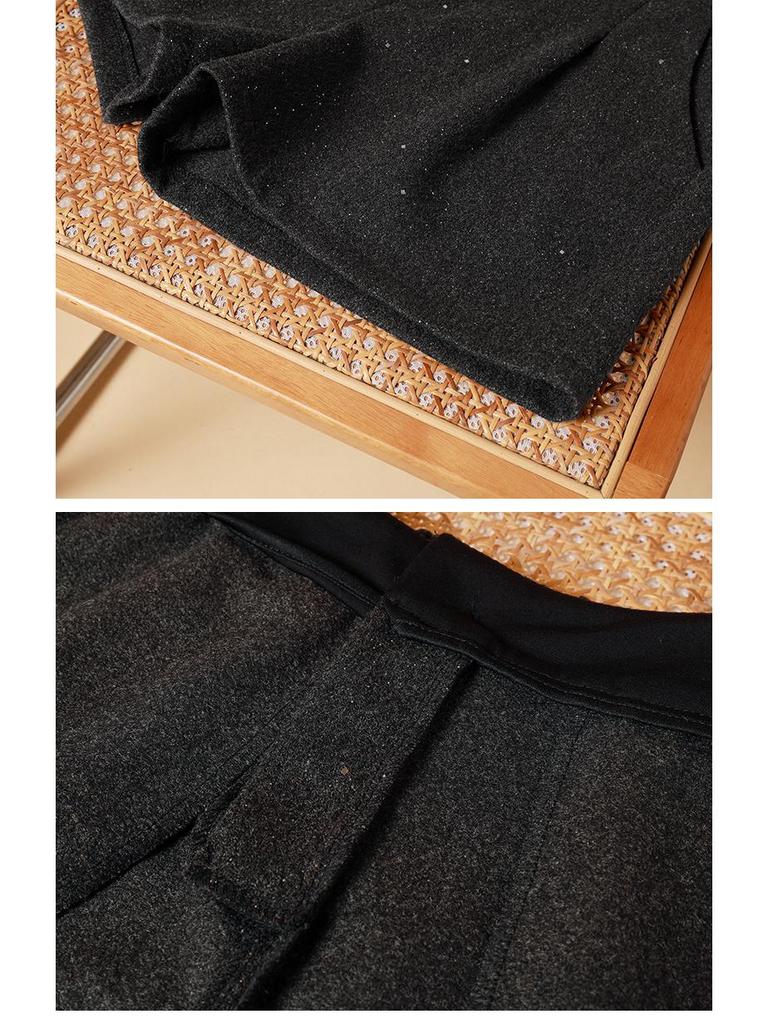 High-Waisted Women's Woolen Bootcut Shorts - Plus Size, Autumn/Winter, Loose Fit, Slimming, 200 Jin