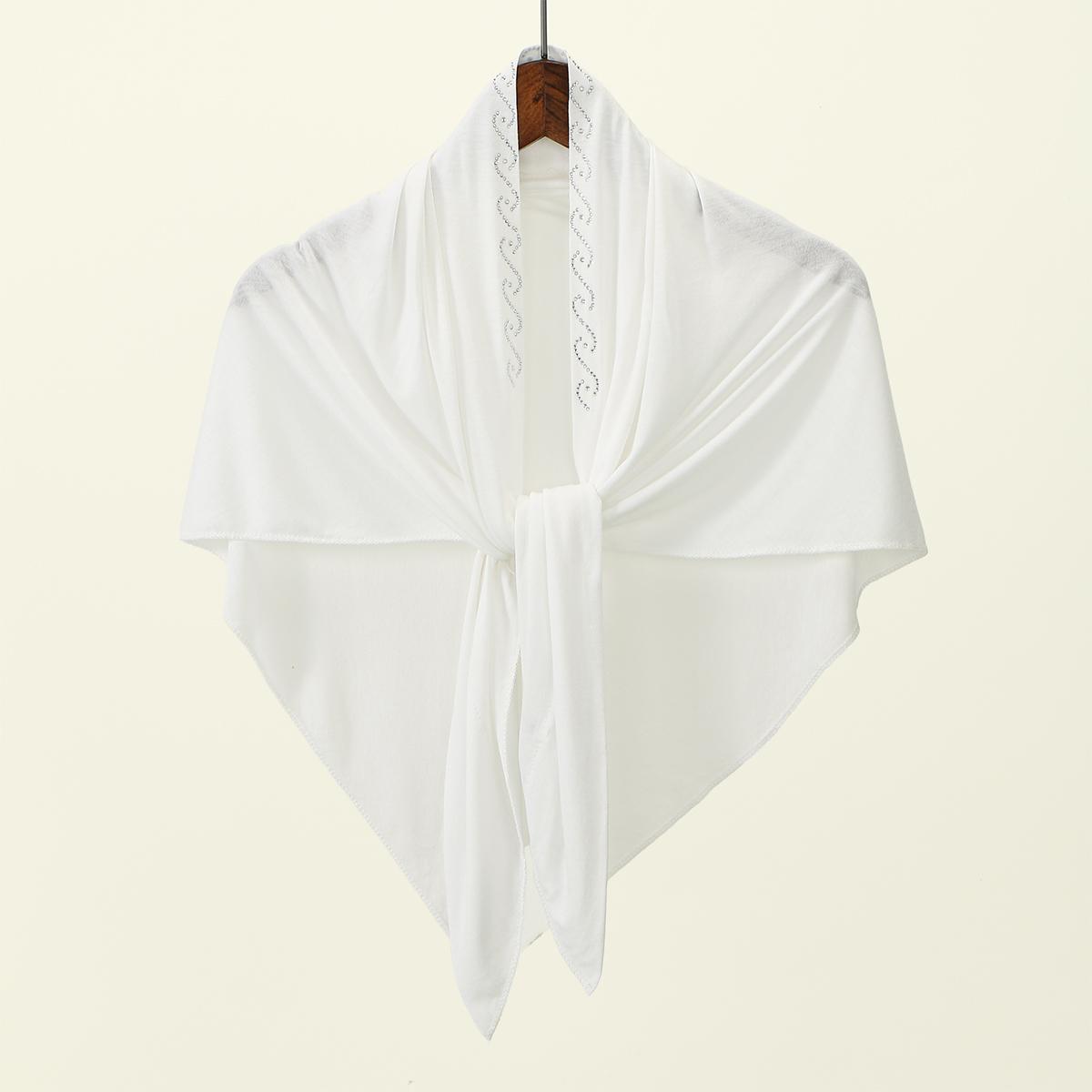 

Rhinestone Cotton Jersey Triangle Scarf Woman Muslim Hijab Shawls Lady Soft Wraps Fashion Causal Turban Islamic Headband