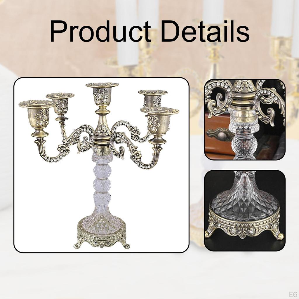 5 Arm Candle Holder, Candelabra, Modern Decorative Table Centerpiece, Stand for Bar, Dining