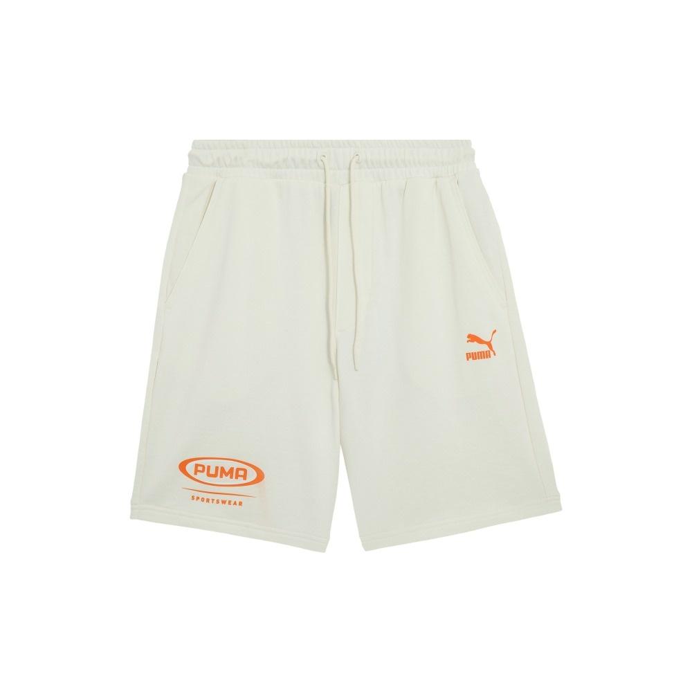 PUMA Classics Dance Crew Logo Printed Short White Orange Men s 627177-65 XL
