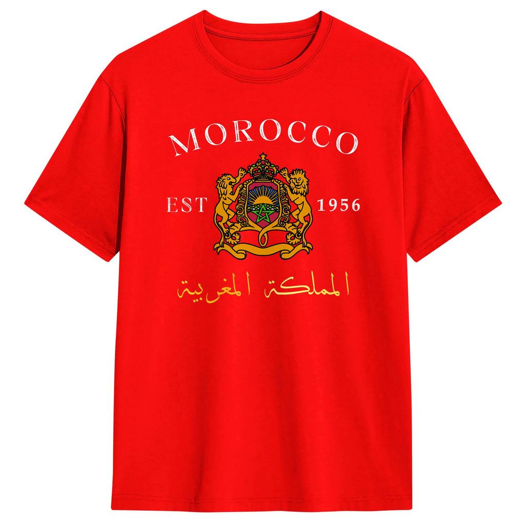 Kingdom of Morocco Est 1956 T Shirt for Unisex Cotton Casual TShirt Round Neck Tees Short Sleeve Tops Graphic Printed