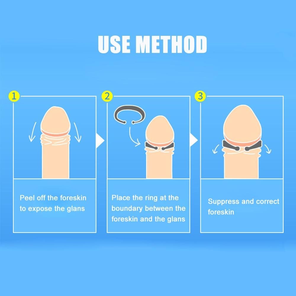 2PCS/Set Sex Toys for Men Male Foreskin Corrector Resistance Ring Penis Rings Delay Ejaculation Daily/Night Cock Ring Silicone