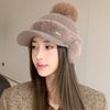 Warm Women's Autumn and Winter Ponytail Knitted Baseball Cap Thickened Outdoor Riding Cold Ear Protection Cap