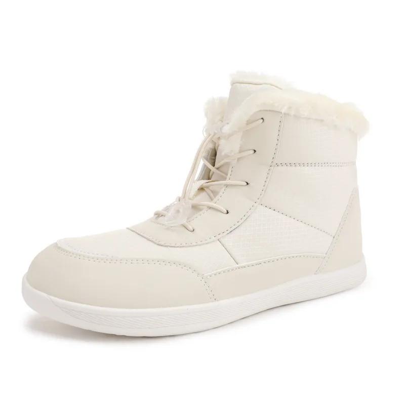 Fashion Women's Winter Snow Boots Fur Lined Barefoot Boots Wide Toe Box Ankle Booties Walking Boots Outdoor With Plush Cotton Shoes