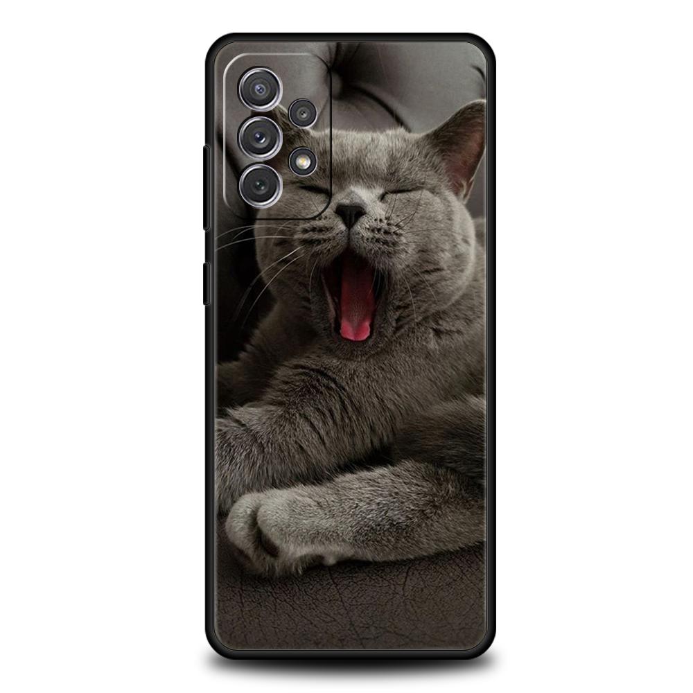Britische Kurzhaarkatze Fall für Samsung A24 A12 A14 A32 A50 A70 A20E A20S A10 A10S A22 A30 A40 A34 A54 A42 A52 5G A04s A72 Abdeckung