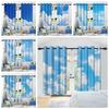 Blue Sky White Clouds Window Curtains Bedroom Living Room Blackout Curtain Indoor Outdoor Thermal Insulation Privacy Screen