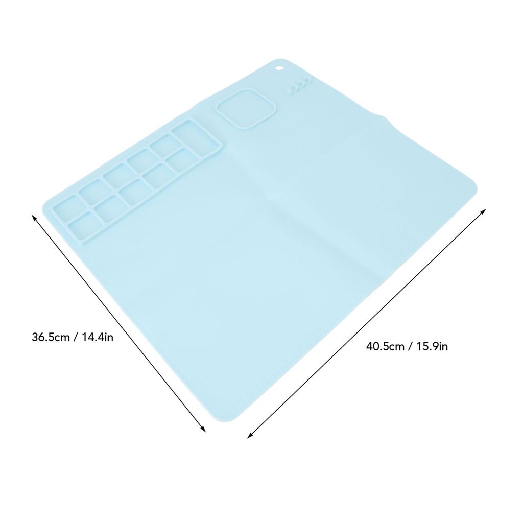 Silicone Painting Mat with Palette Easy Cleaning Multifunctional Art Craft Drawing Pad for Kids Blue