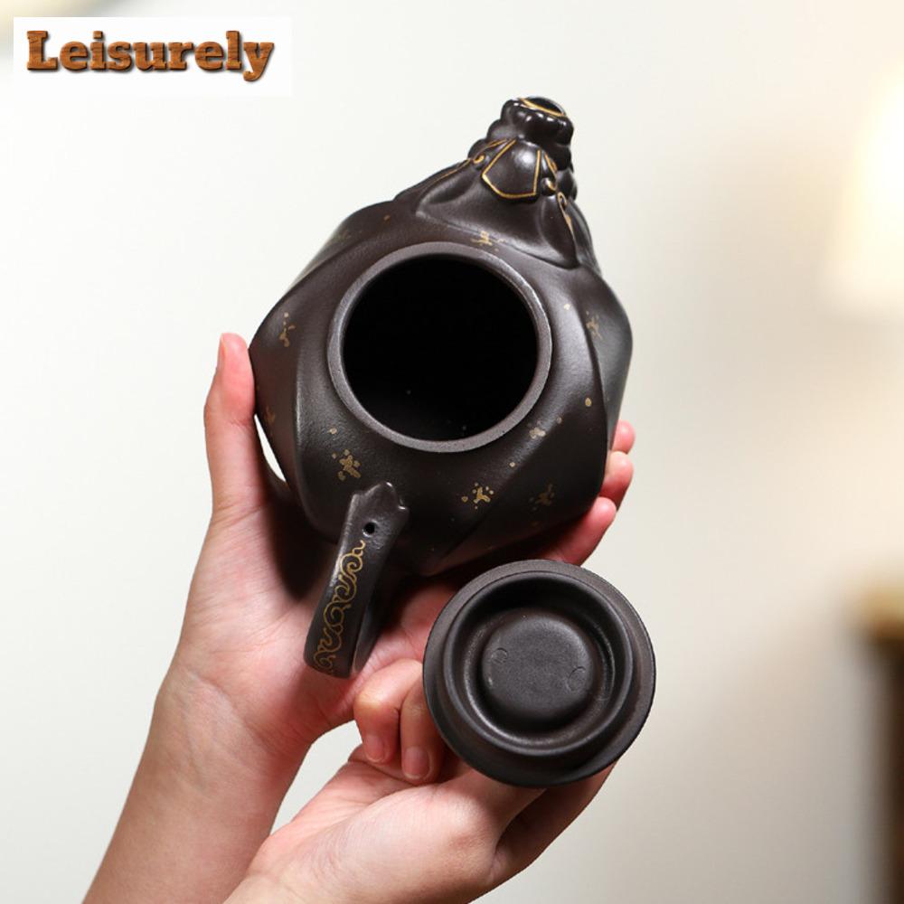 Ceainice chinezești Yixing din lut violet faimoase, 400 ml, ceainic lucrat manual, minereu crud, aur negru, nisip, ceainic de înaltă calitate Zisha Teaset Collection