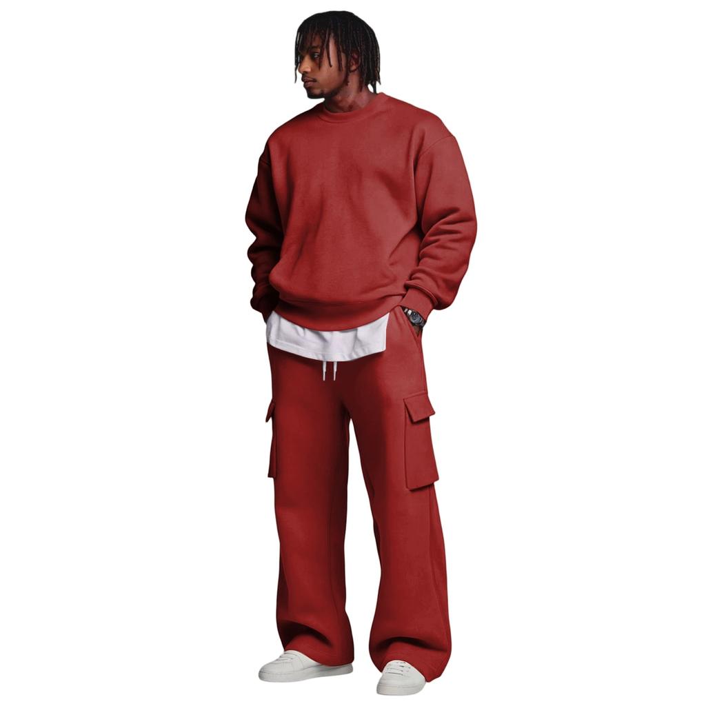 Herren Layer Sweatshirt und Cargohosen Set mit elastischem Bund