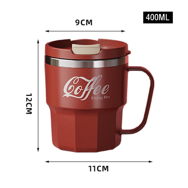 400ml Fashion Stainless Steel Coffee Mug With Cover Creative Office Home Milk Tea Breakfast Handle Cup