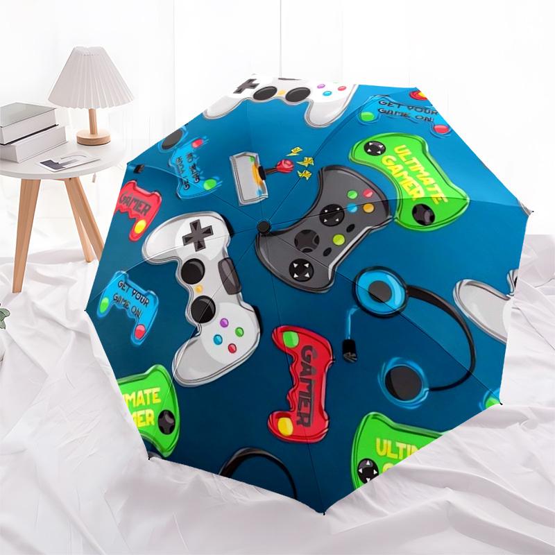 1pc Video Game Controllers Pattern Umbrella with Plastic Handle,Suitable for All Seasons Home Travel Outdoor UmbrellaDD477