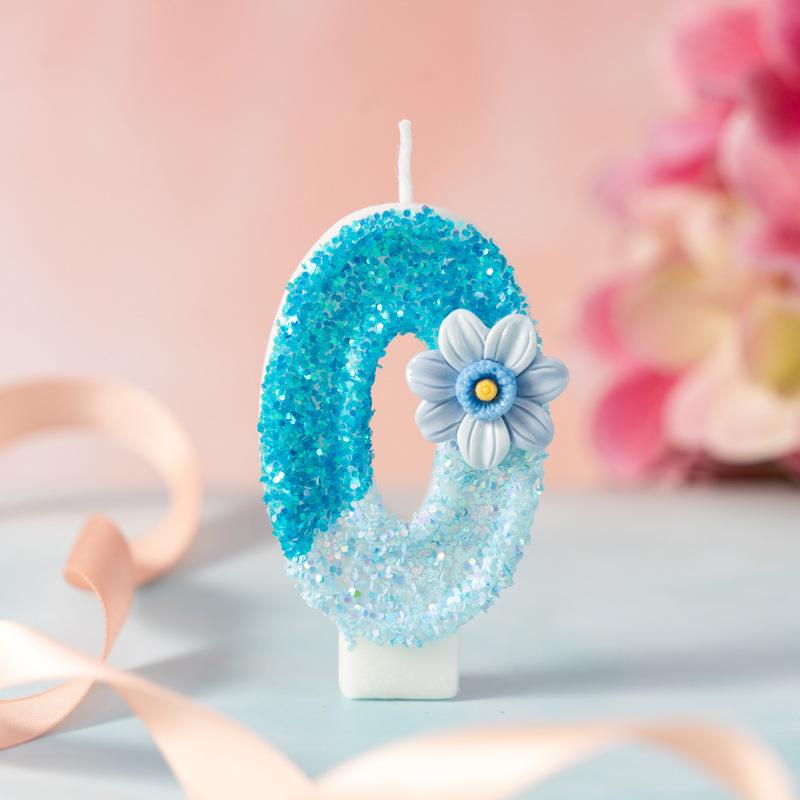 Creative Gradient Blue Digital Birthday Candle Party Dessert Table Ornaments First Celebration Cake Decoration