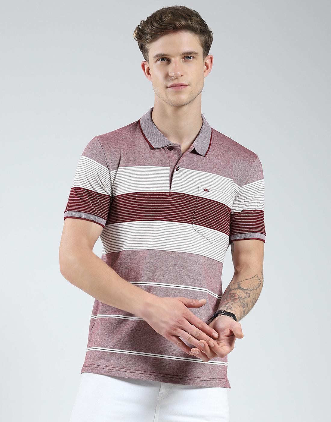 

Monte Carlo Men s Regular Fit Striped Pattern Polo Half Sleeve T-Shirt XXL малиновый