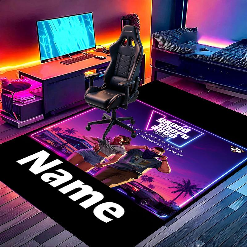 Personalizowany dywanik z nadrukiem Grand Theft Auto VI z imieniem, wszechstronny dywan do wystroju domu, do pokoju zabaw, mieszkania, na balkon, do przedpokoju, korytarza, prezent