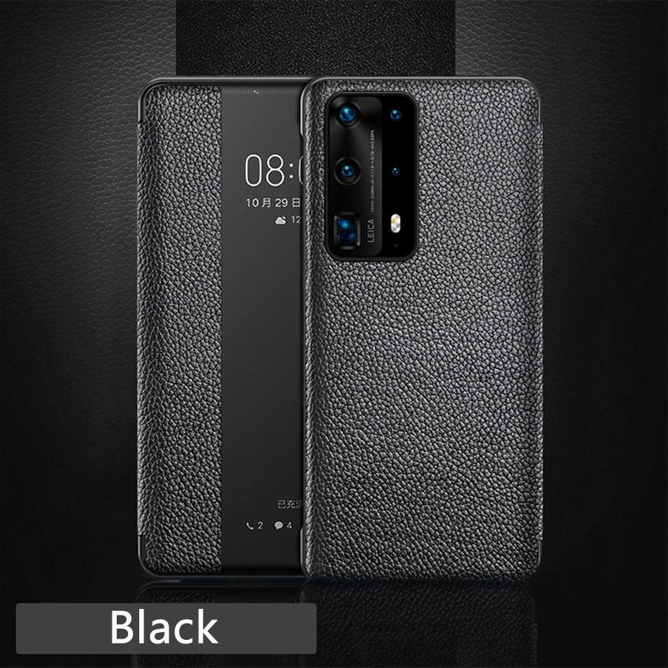 Oryginalne skórzane etui z klapką do Huawei P60 P50 P40 Pro P30 P20 Mate 50 40 30 20 Pro RS Lustrzane Smart Touch View Obudź Uśpij