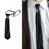 Men Women Crosses Pin Chain Tie for School Event and Casual Dates Adjustable Pre Tied Black Necktie Uniform Neckwear