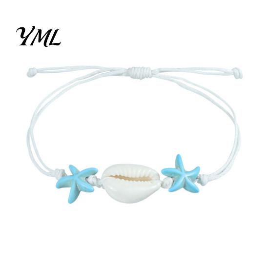 Bohemian Style Vacation Gift Summer Beach Bracelet, Sea Shell Turtle Braided Handmade Woven Boho Coastal Jewelry String Wristband, Adjustable Stretch