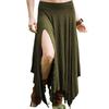 Women Skirt High Waist Solid Color Irregular Hem Long Skirt Side Slit Design Slimming Skirt Work Leisure Travel Wear