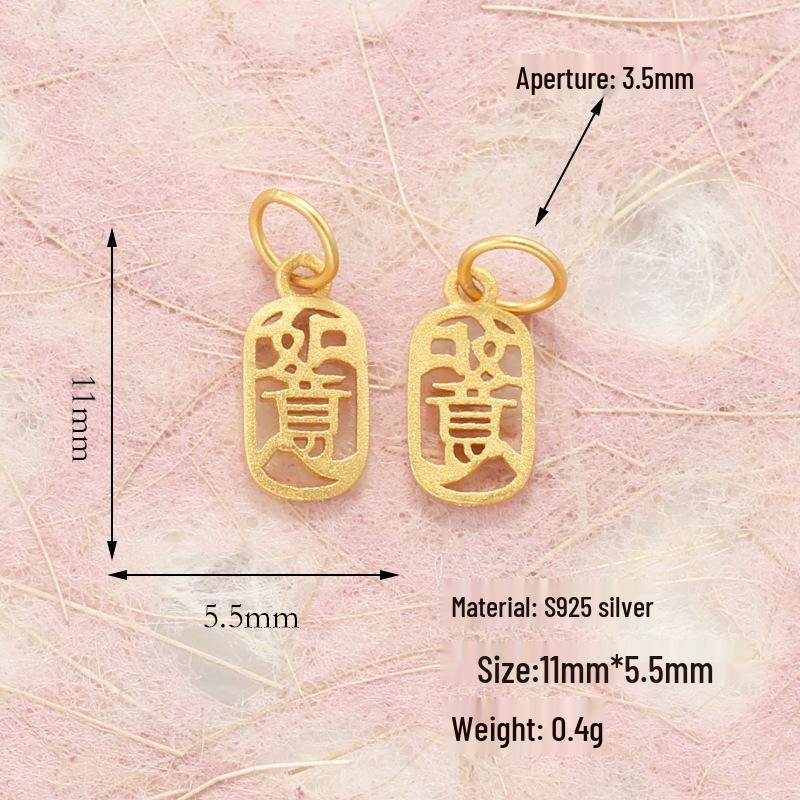 S925 Silver Gold-Plated Butterfly Abacus Pendant with Fu Character for DIY Bracelet & Necklace