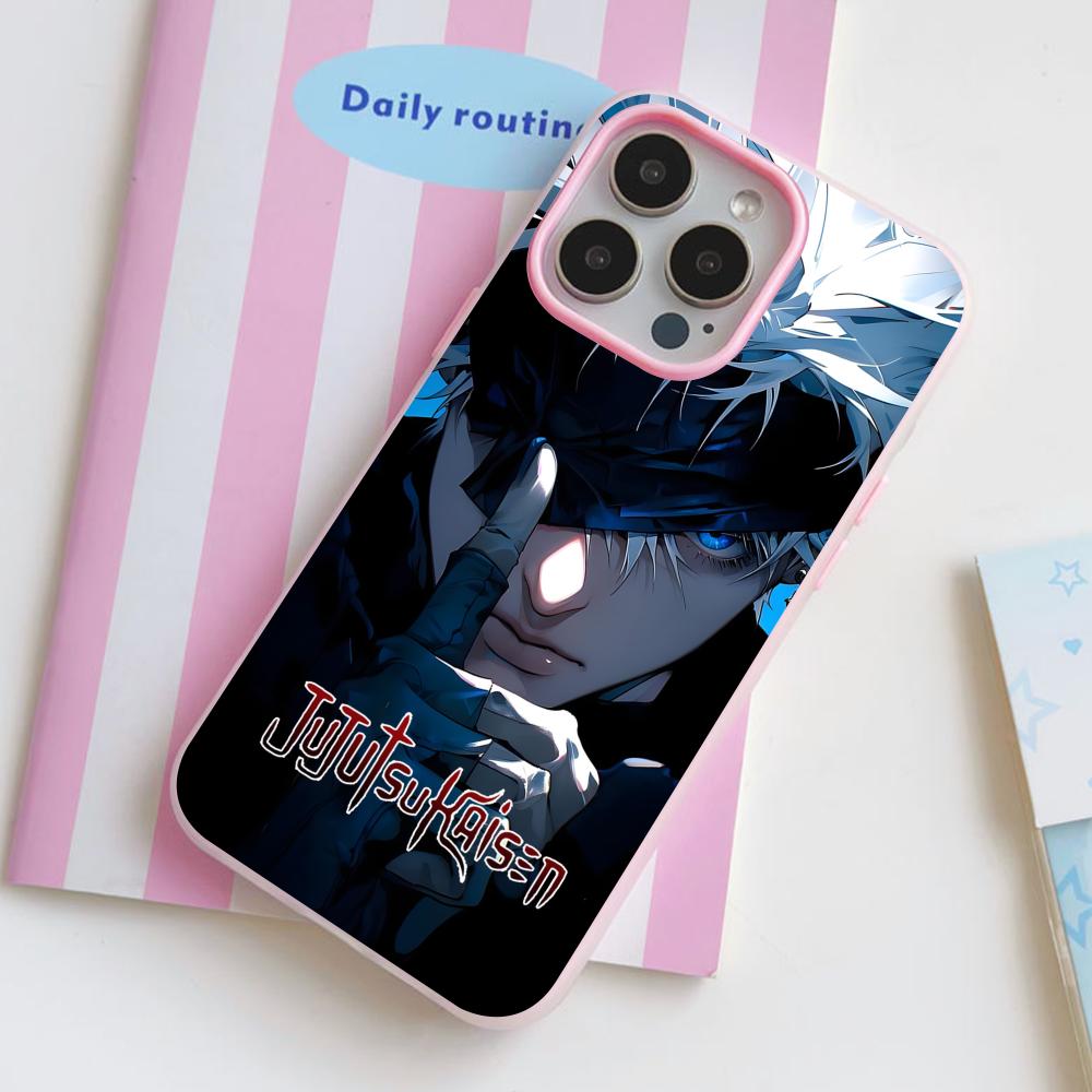Jujutsu Kaisen Satoru Gojo Gelee Doppelschicht Rosa Handyhülle für iPhone 17 16 15 14 13 12 11 Air Pro Max Plus Schutz