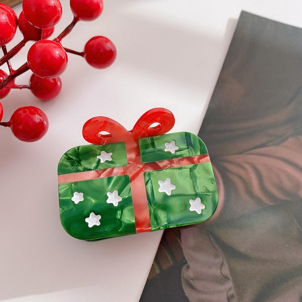 Bell Acetic Acid Hair Claw Bow Creative Shark Clip Fashion Christmas Shark Clip  Festival