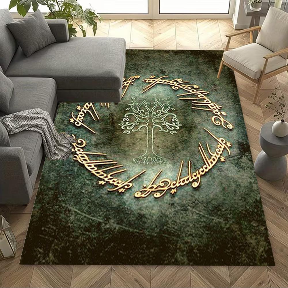 Lord Rings Symbol Carpet Design for Hallway Balcony Entryway Playrooms Antislip Carpet Office Home Decor Wedding Party Gift
