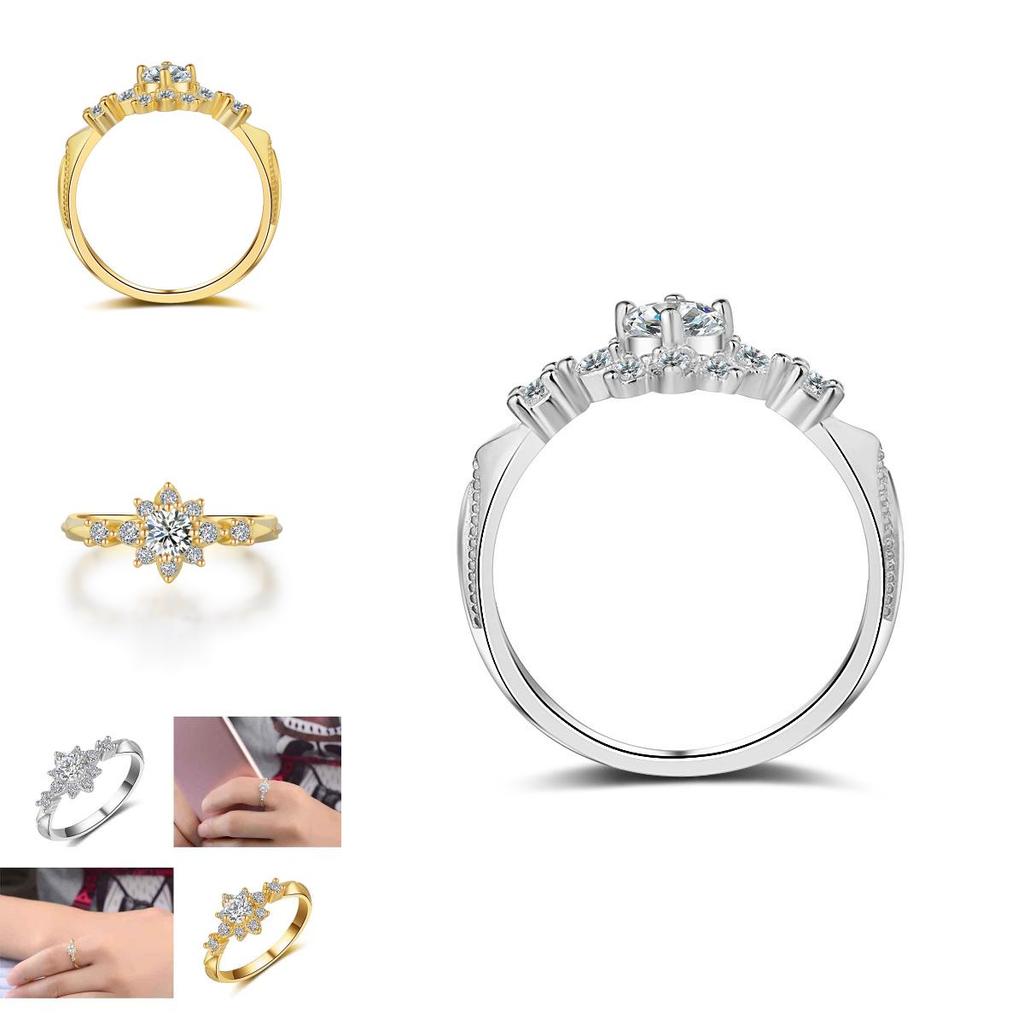 Womens Sweet Fashion Goldplated Elegant Crystal Rhinestone Ring Wedding