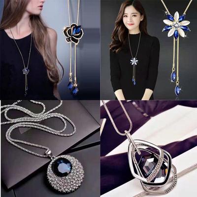 Korean-Style Long Necklace: Elegant Sweater Chain with Tassel Pendant for Women - Perfect for Autumn & Winter