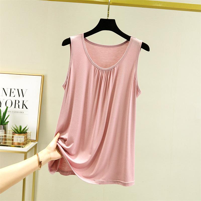 Home vest women's summer thin large size loose sleeveless top casual round neck inner suspender bottoming shirt