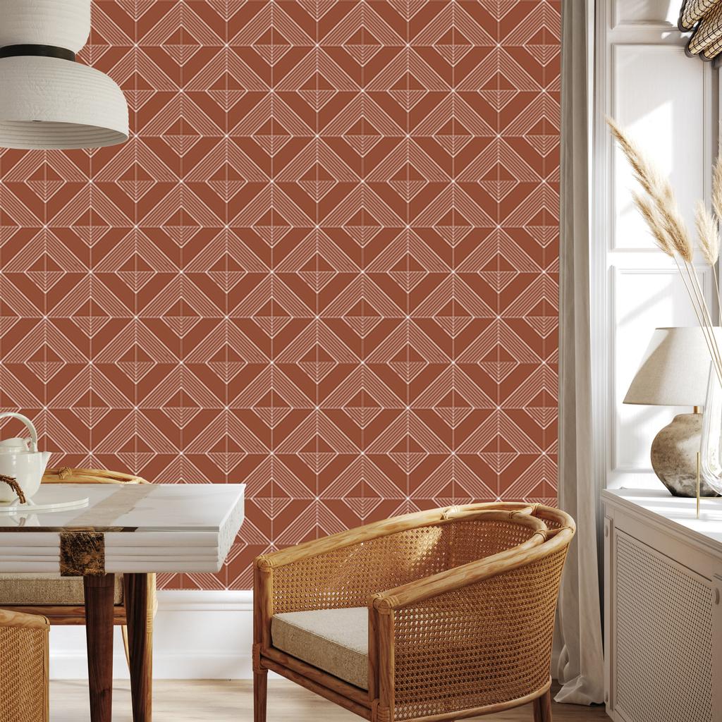 Geometric Orange Diamonds Wallpaper for Living Room and Bedroom 50x1000