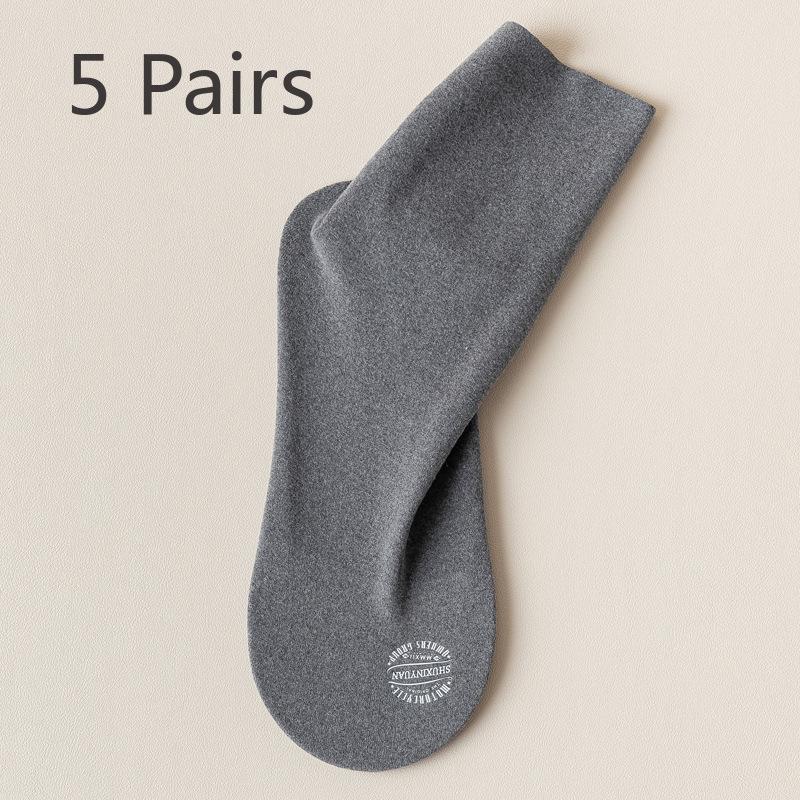 

5 пар мужских носков-труб для осени и зимы чистого цвета с утеплителем для холода и поглощением пота 5 Pairs темно серый