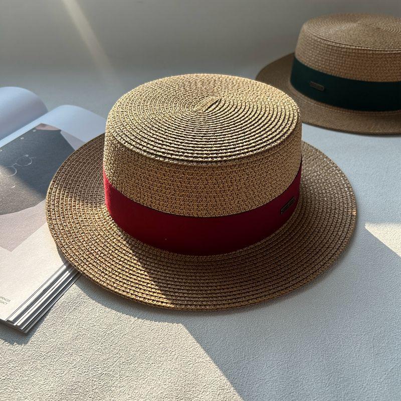 New Hat Women's Spring and Summer Flat Top Top Hat Adjustable French British Sunshade Sunscreen Travel Versatile Seaside