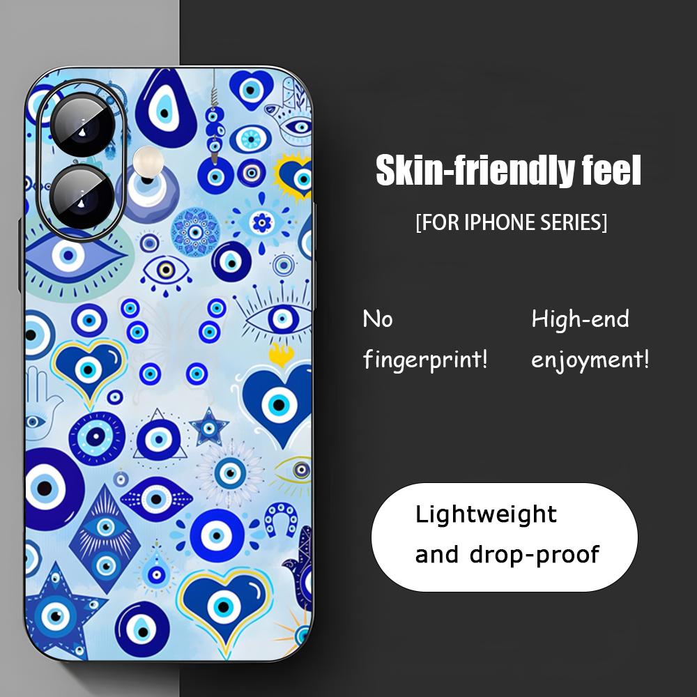 Blue Evil Eye Popular pattern Phone Case For iPhone 17 16 15 14 13 12 11 X XR XS 8 Plus Mini Pro Max Soft black Shockproof Cover
