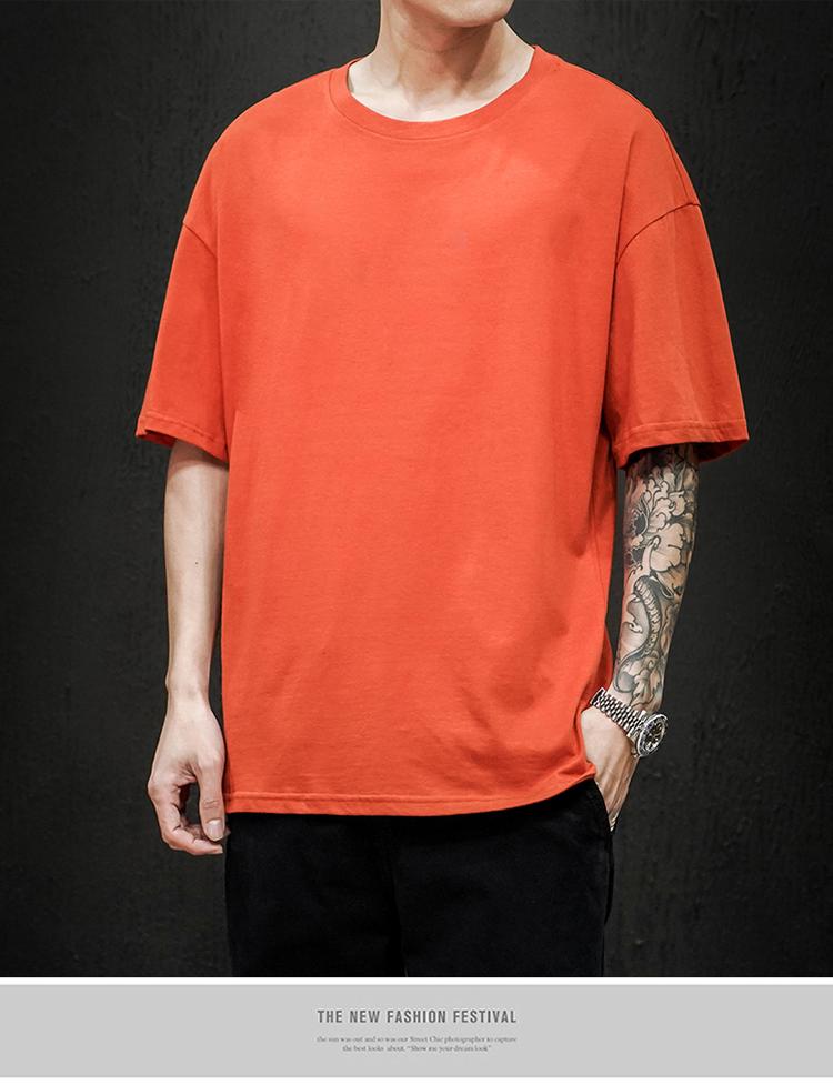 Tricou pentru bărbați nou de vară Tricou solid la modă pentru bărbați Hip Hop supradimensionat cu mânecă scurtă, casual, din bumbac, tricouri de top pentru bărbați