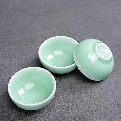 Celadon Fish Cute Teacup, Chinese Kungfu Tea Cup, Home Office, 3Pcs Set