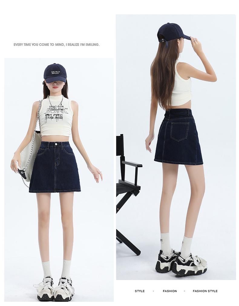 Denim A-Line Mini Skirt with Lining – Women's 2025 Summer Hip-Hugging, Anti-Exposure Design