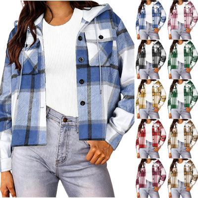 Women's Casual Loose Fit Plaid Jacket, Fashionable Outerwear for Daily Wear and Outings