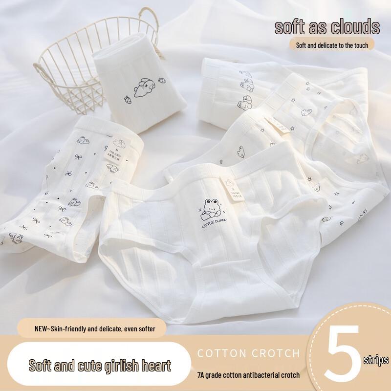 Girls  100% Cotton Antibacterial Underwear 5-Pack M