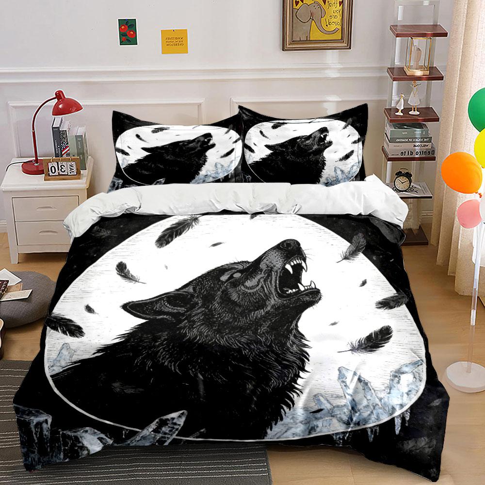 Wolf Art Decor Set - Home Soft Comfortable Duvet Cover Bedding Set Included 1*Duvet Cover & 2*Pillowcases, Gift