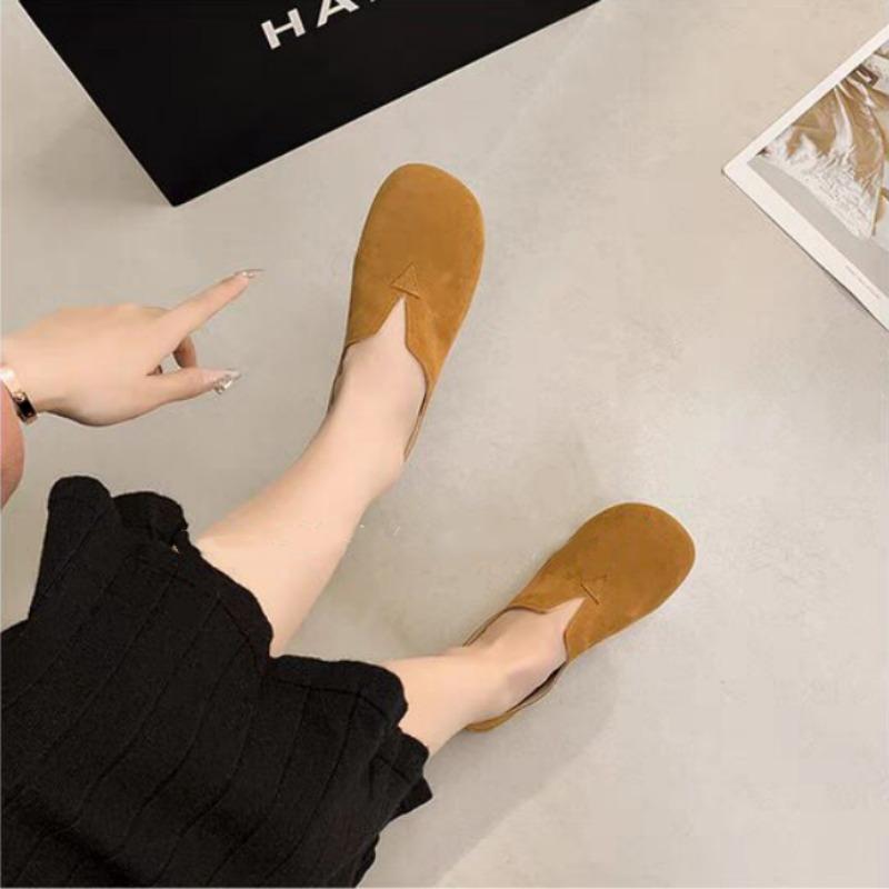 Shoes for Women Round Toe Slip-on Spring and Autumn Woman Flats Stylish Y2k with Discount Korean Style Sale Wholesale Chic Point